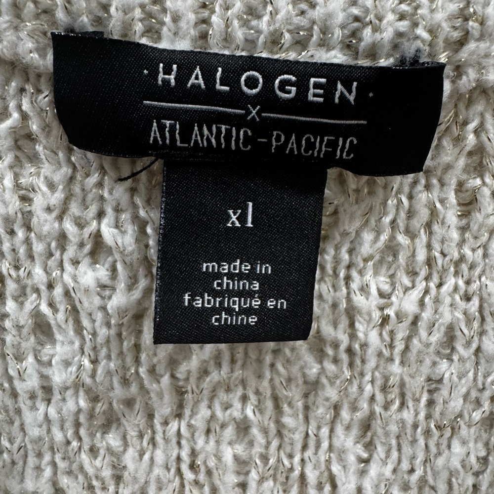 Halogen X Atlantic Pacific Chunky Cream and Gold Knit Sweater - Picture 6 of 6